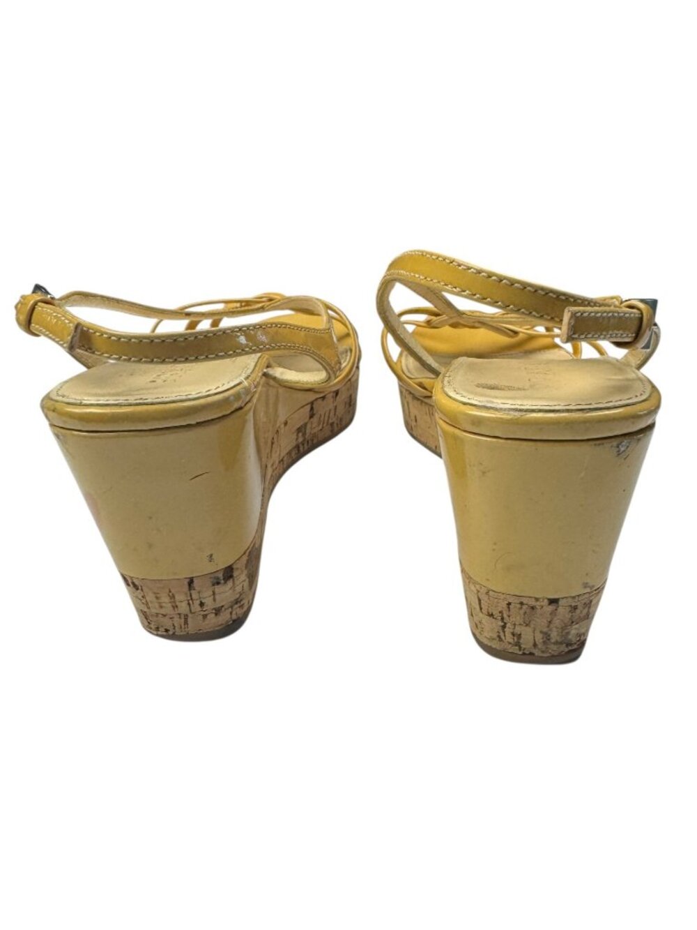 Prada Patent Leather Cork Wedge Platform Sandals Italy Brown Women's Size 37 EU - Picture 3 of 11